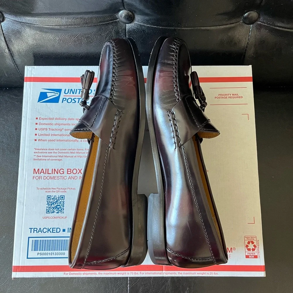 Cole Haan Cordovan Burgundy Leather Pinch Tassel Loafers Men’s‎ Sz 10D